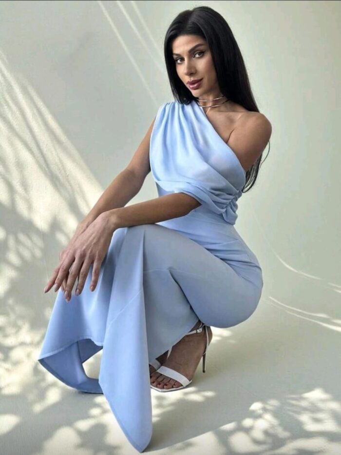Serene Sky Blue Asymmetric Dress